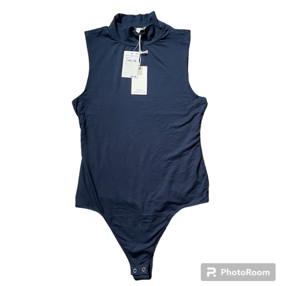 NWT Good American Stretch Jersey Turtleneck Body-Bodysuit in Navy001 Large - Picture 4 of 12